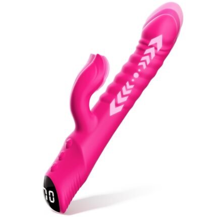 Thrusting Dildo Vibrator Adult Toys – G Spot Vibrator & Rose Toy with 7 Thrusting Modes, IPX6 Waterproof & Type-C USB Rechargeable Silicone Dildos Thrusting Vibrator, Adult Sex Toys for Women