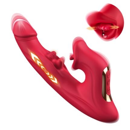 Thrusting Dildo Vibrator Women Sex Toys – 4IN1 G Spot Clitoral Stimulator with Wiggle 10 Thrusting – Vibrating – Tongue Licking Modes, Rechargeable Rabbit Vibrators for Female Couples Games
